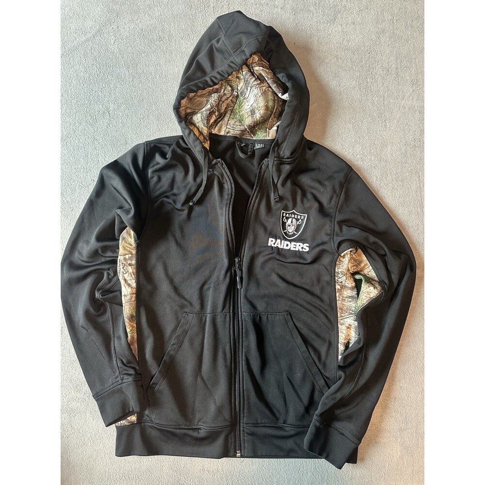 Raiders Dunbrooke Black & Real Tree Camo Full Zip Hoodie jacket Unisex Small
